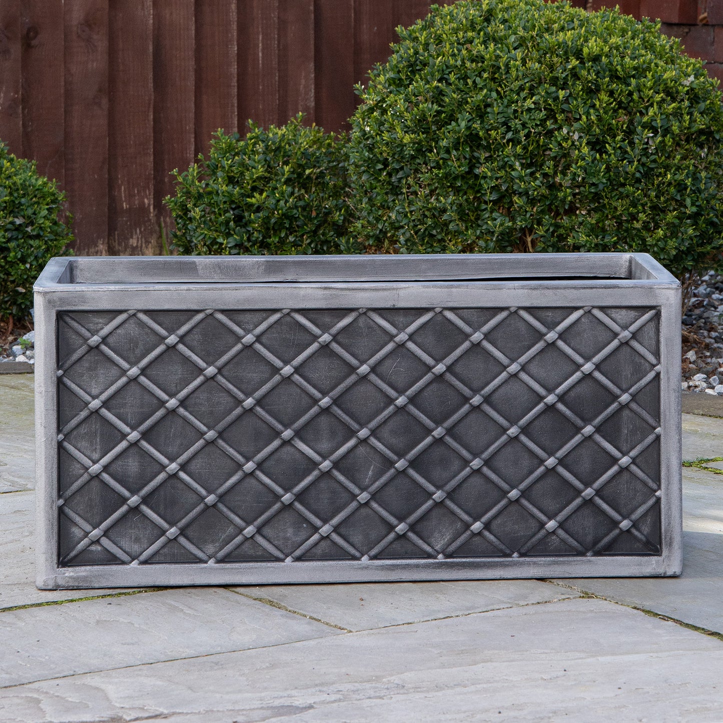 70cm Lazio Grey Plastic Pewter Effect Garden Patio Plant Pot Planter