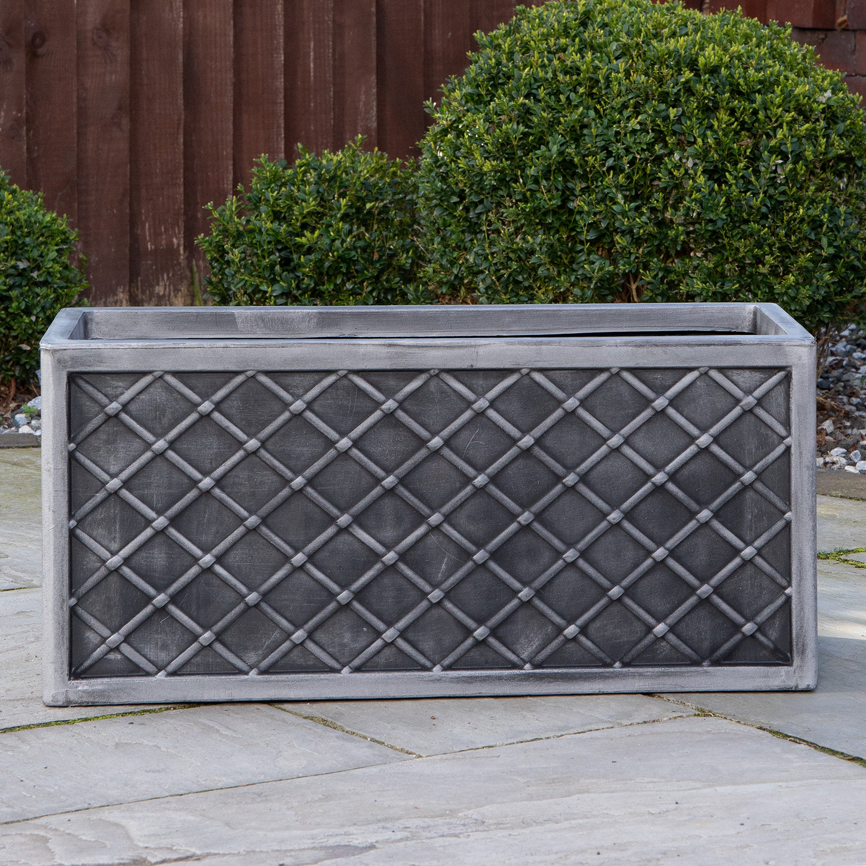 70cm Lazio Grey Plastic Pewter Effect Garden Patio Plant Pot Planter
