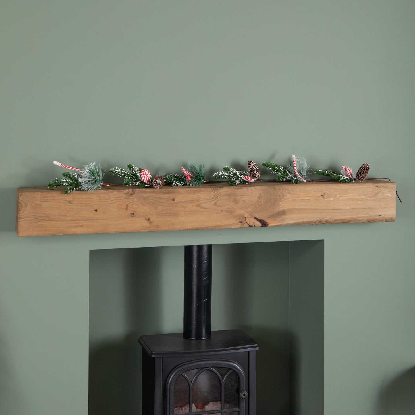 1.3m Candy Swirls Christmas Garland with Frosted Pinecones and Candy Canes