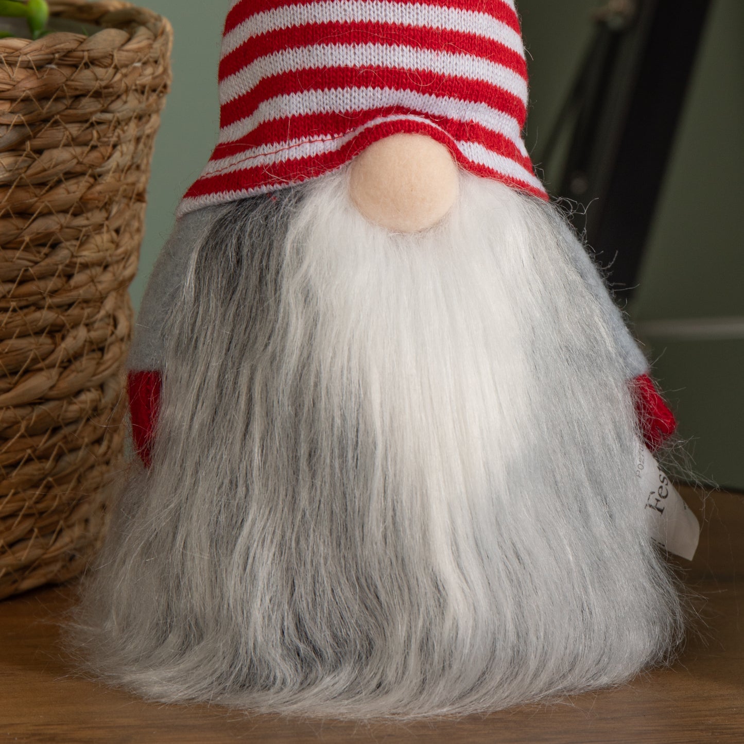34cm Cuddly Santa Gonk Indoor Christmas Decoration - Stripey Hat