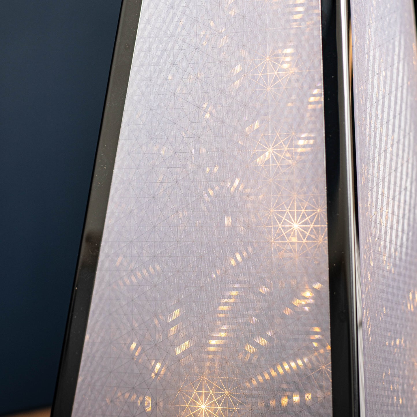 60cm Light up Silver Holographic Christmas Pyramid with 16 Warm White LEDs