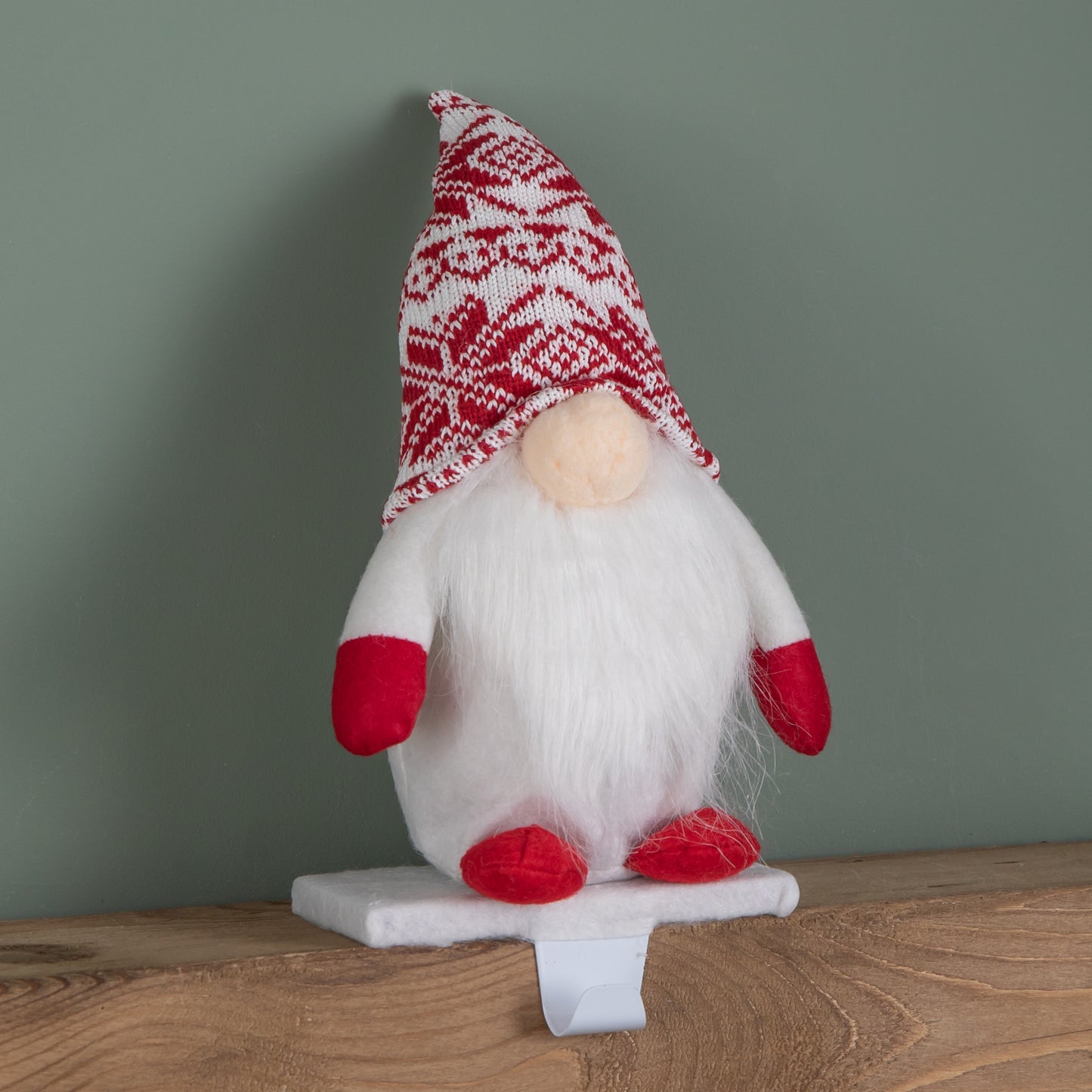 30cm Plush Gnome Gonk Christmas Stocking Holder Decoration with White Body