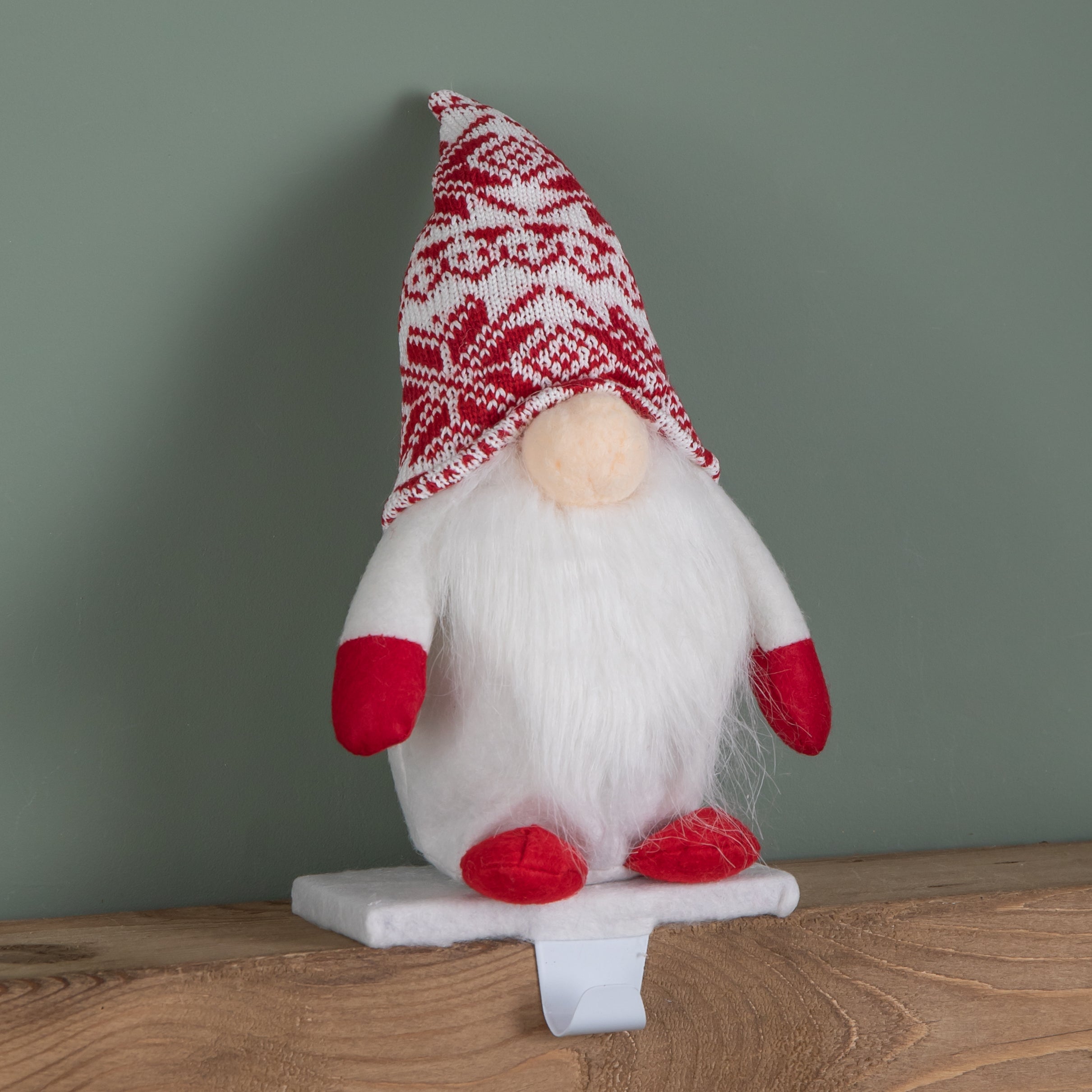 30cm Plush Gnome Gonk Christmas Stocking Holder Decoration with White Body