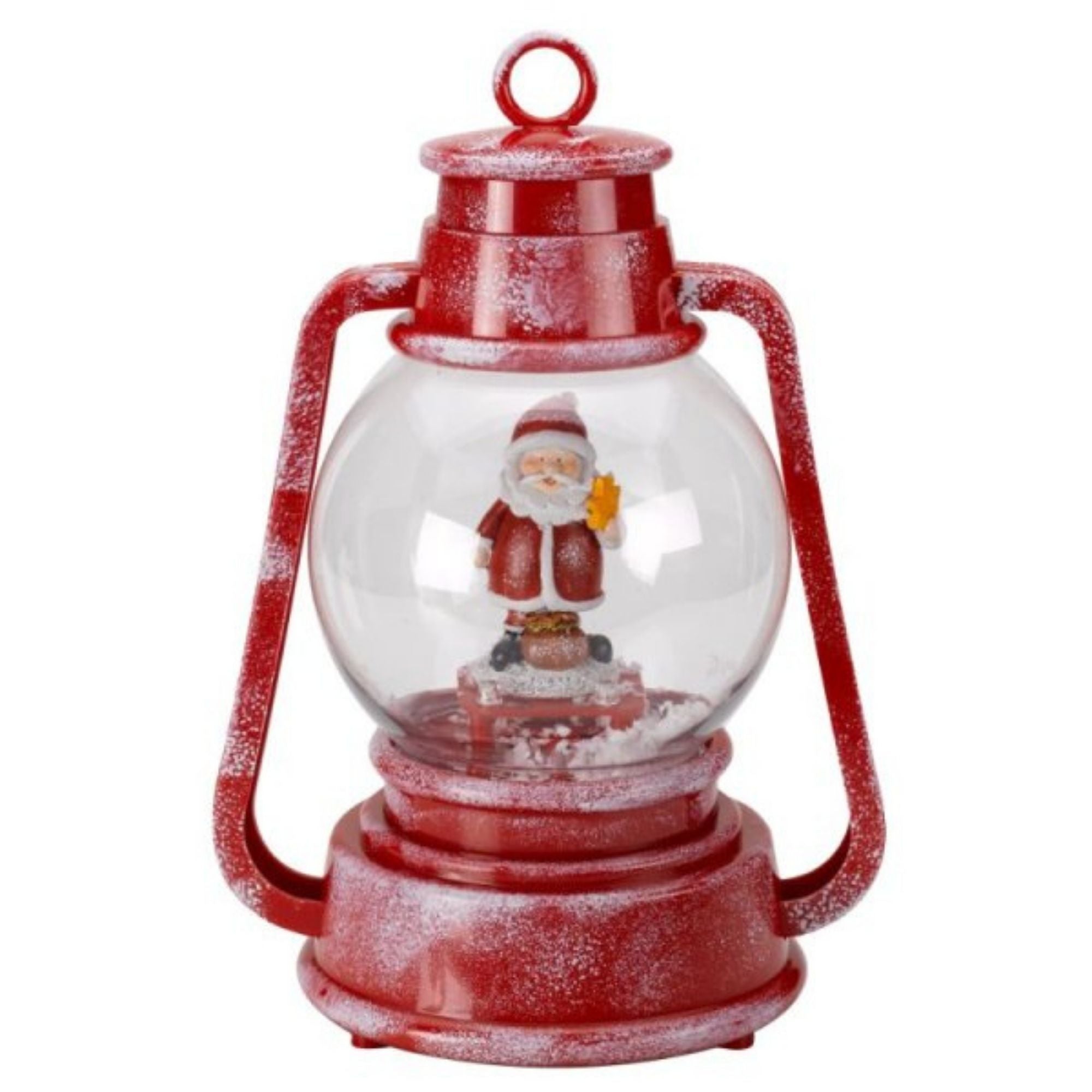22cm Battery Operated Light up SnowFall Santa Lamp Lantern Decoration 