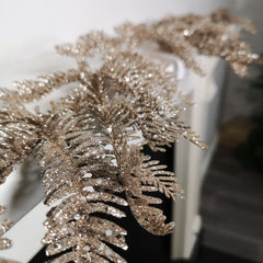 1.6m Light Champagne Glitter Fir Christmas Garland Decoration