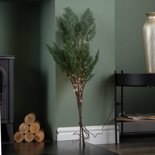 90cm Set of 3 Light up Christmas Fir Twig with 90 Warm White LEDs (Twigs only)