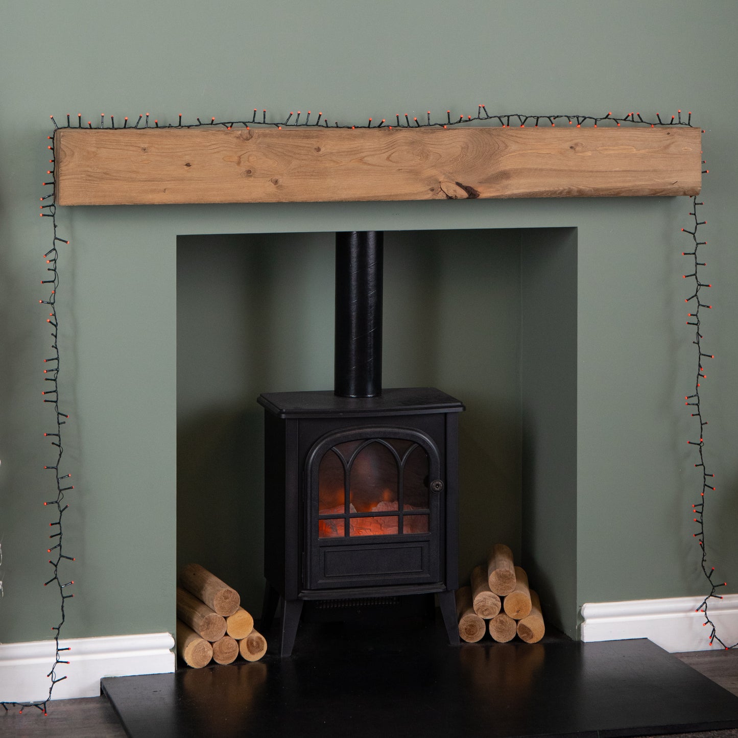 9m 360 LED Battery Operated Christmas BerryBrights String Lights in Red