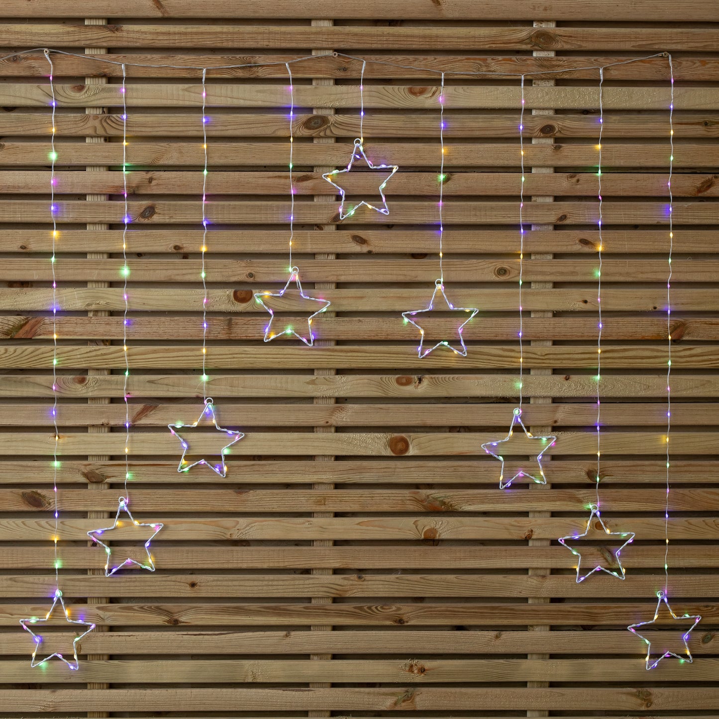 1.2m Light up Star Curtain Christmas Lights with Multi-Coloured LEDs