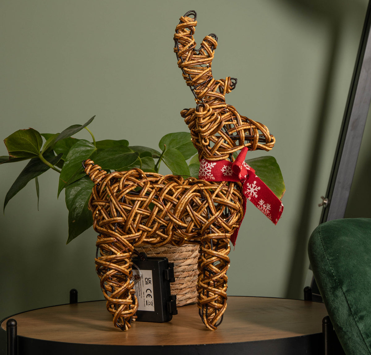 37cm Battery Operated Light up Brown Christmas Reindeer with 40 Warm White LEDs