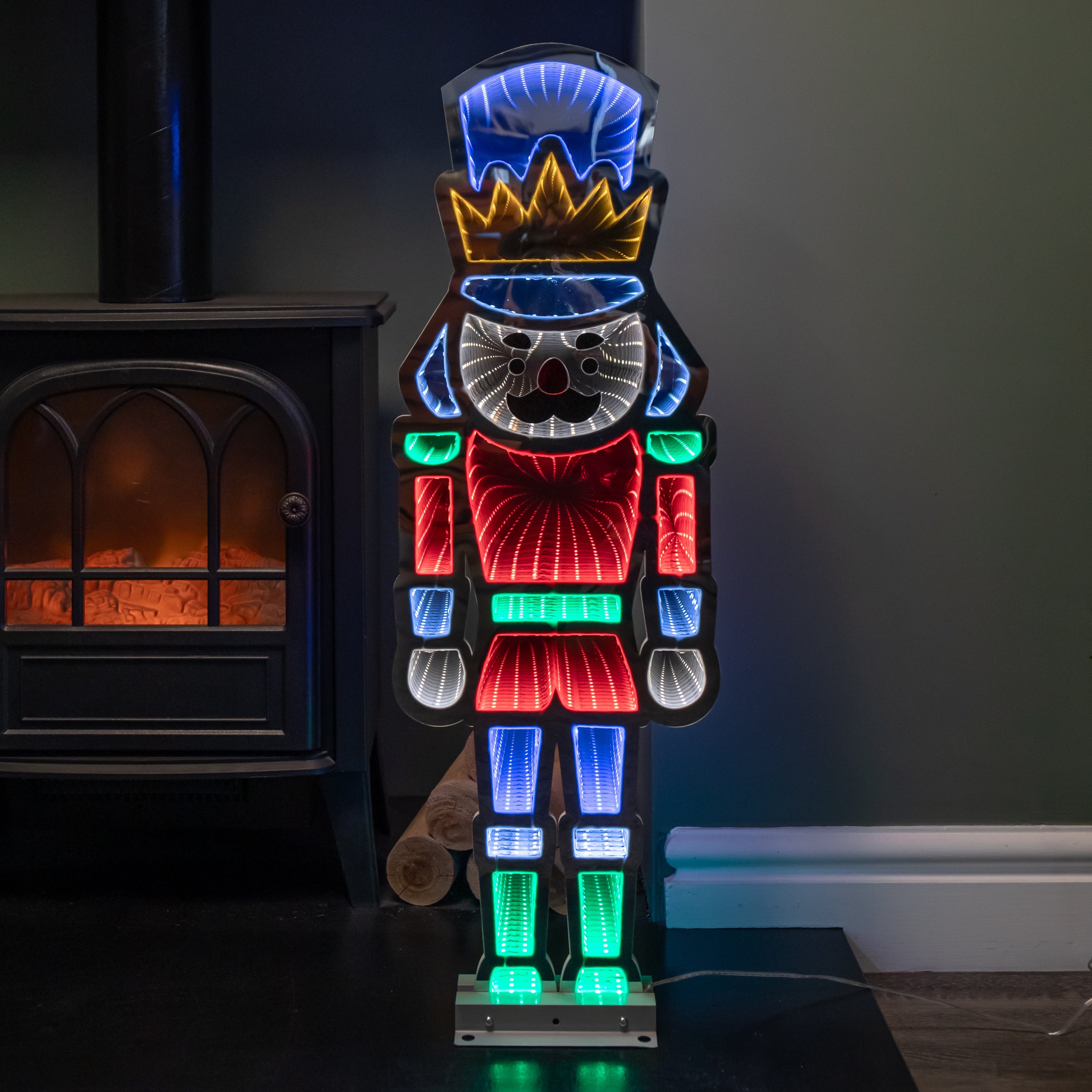 74cm LED Infinity Light Nutcracker - Red, Blue & Green