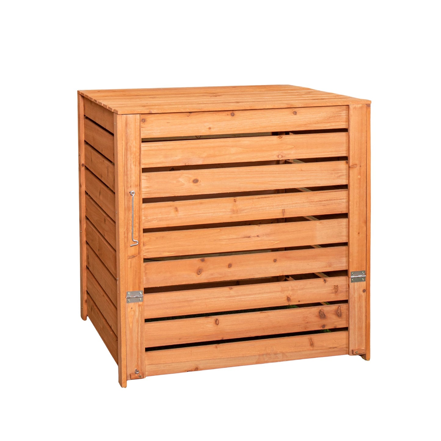 74 x 71cm Large Wooden Garden Waste Compost Bin with Removable Lid & Bottom Door