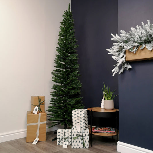 Factory Seconds: 7ft (2.10m) Pencil Style Slim Artificial Christmas Tree in Green