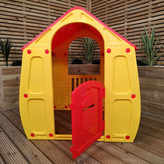 1.09m Yellow & Red Kids Indoor Outdoor Plastic Wendy House Magical Playhouse