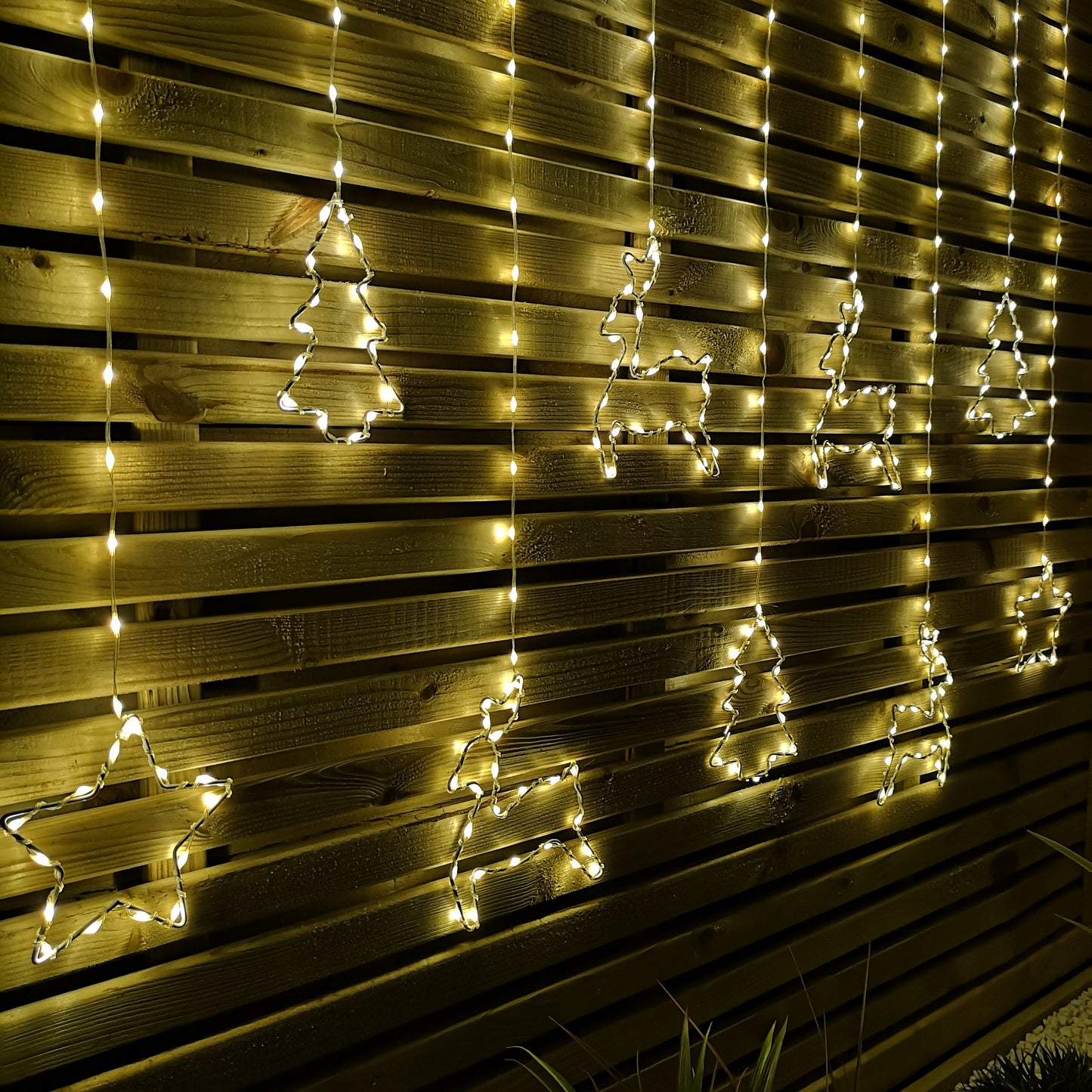 1.2m Light up Festive Curtain Christmas Lights with Warm White LEDs