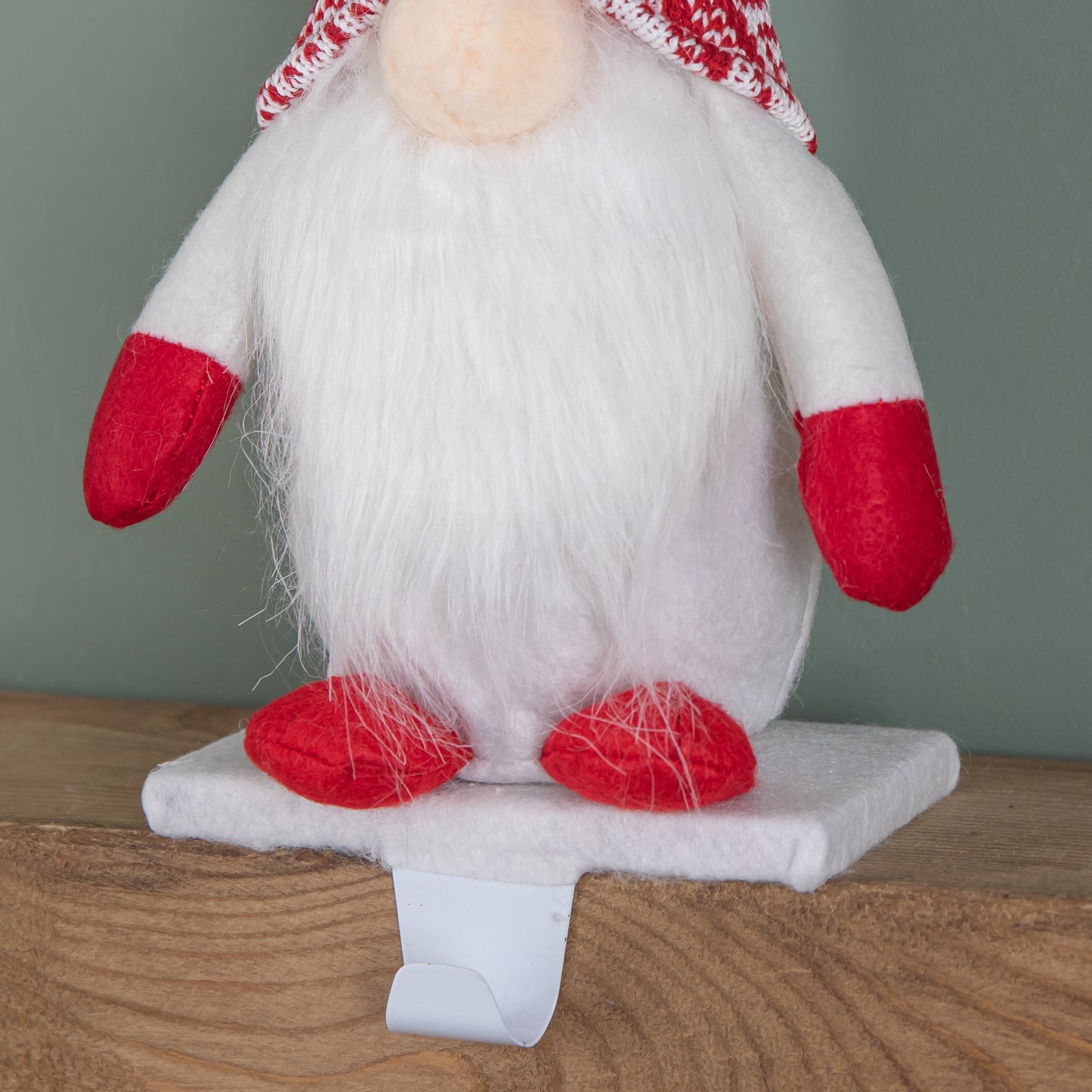30cm Plush Gnome Gonk Christmas Stocking Holder Decoration with White Body