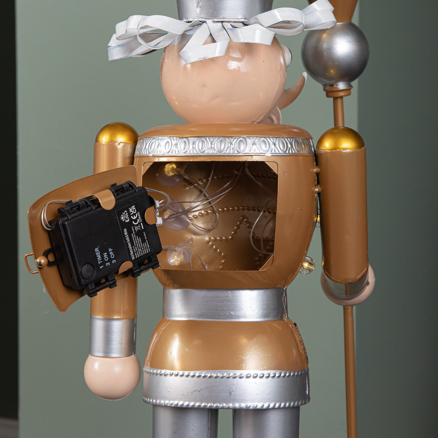 80cm Battery Operated Light up Gold Christmas Nutcracker with LEDs