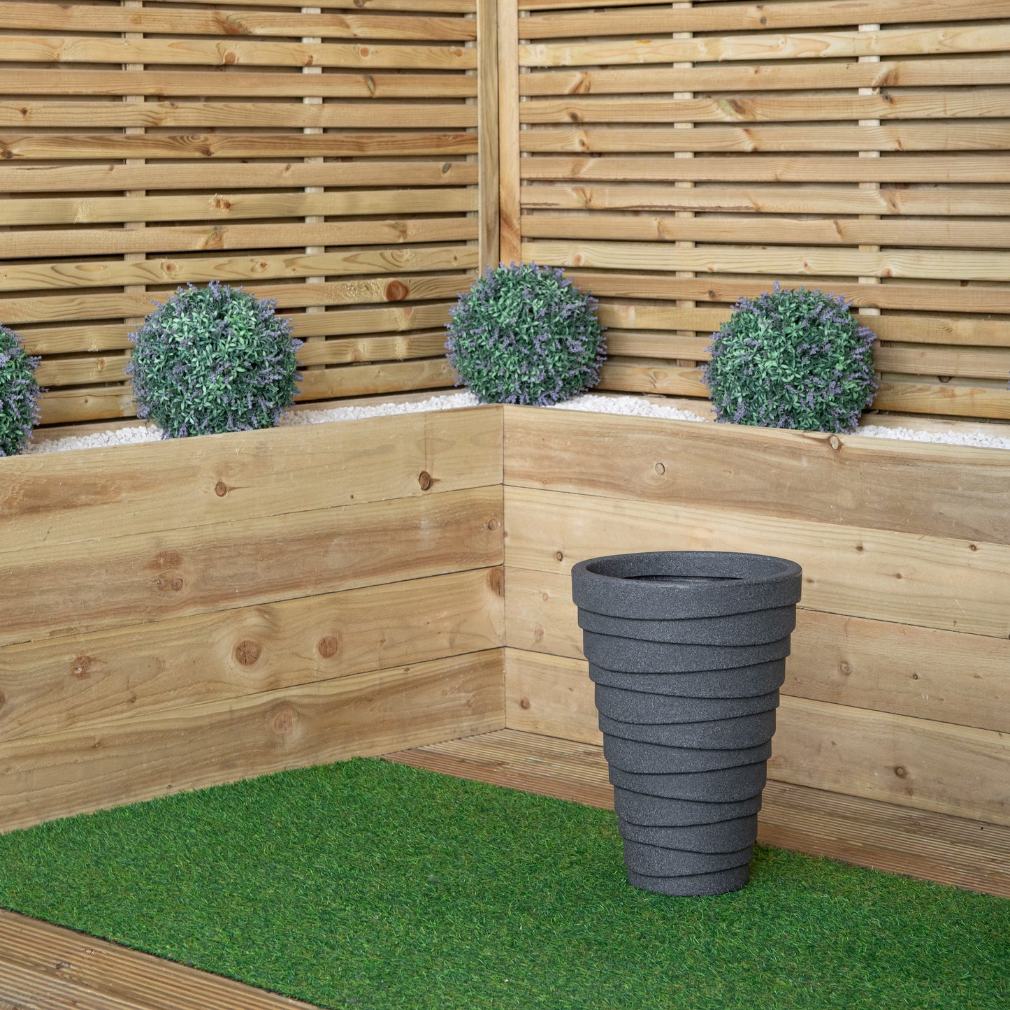 33cm Large Trojan Garden Plant Pot in Dark Grey