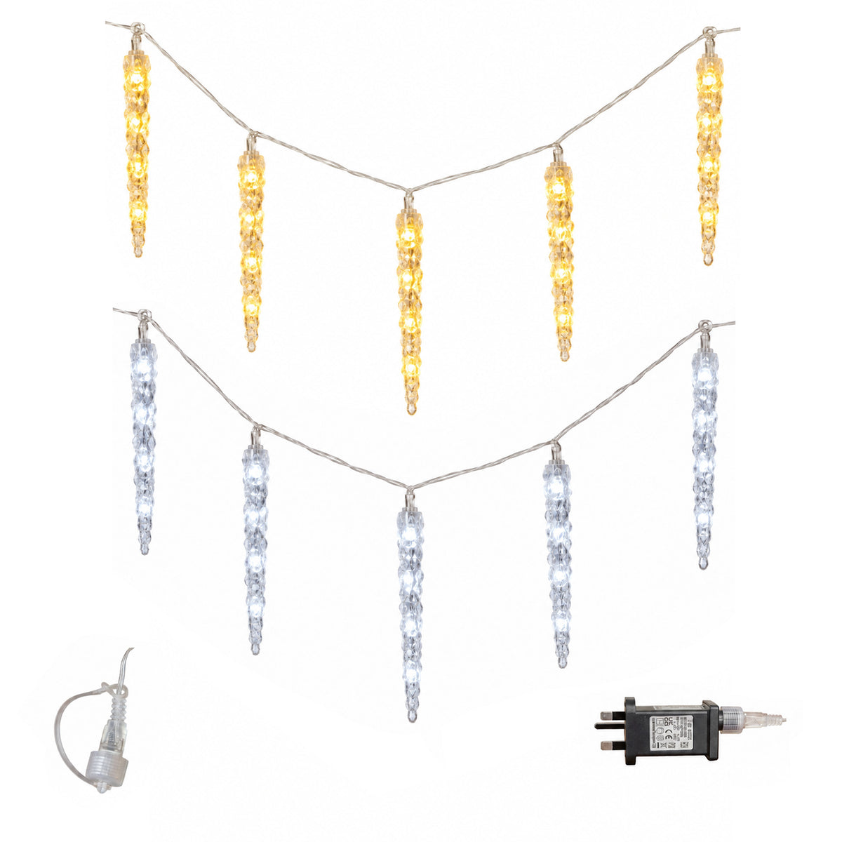 3.6m 12 Connectable Christmas Icicle Lights with 60 Multi-Action LEDs
