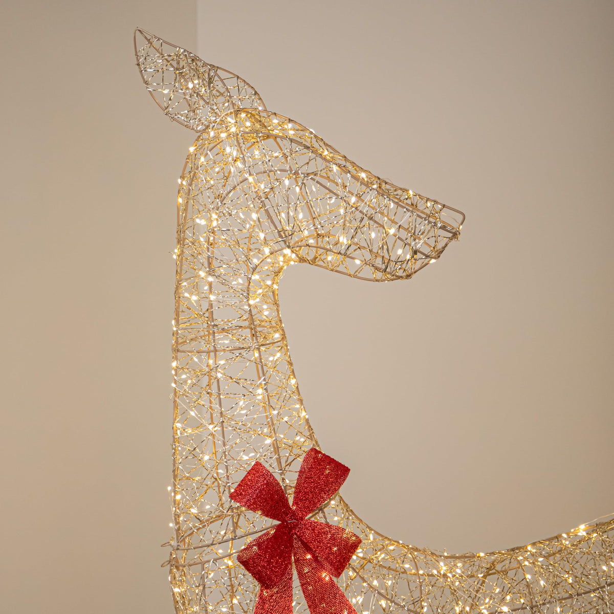 1.75m Light up Gold Twist Christmas Reindeer 880 Warm White LEDs