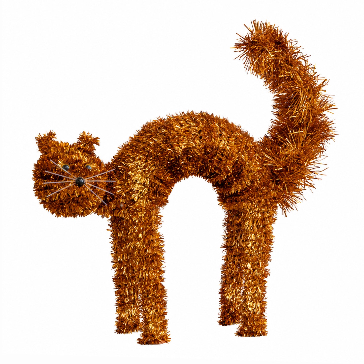 42cm Standing Scaredy Cat Halloween Decoration in Orange
