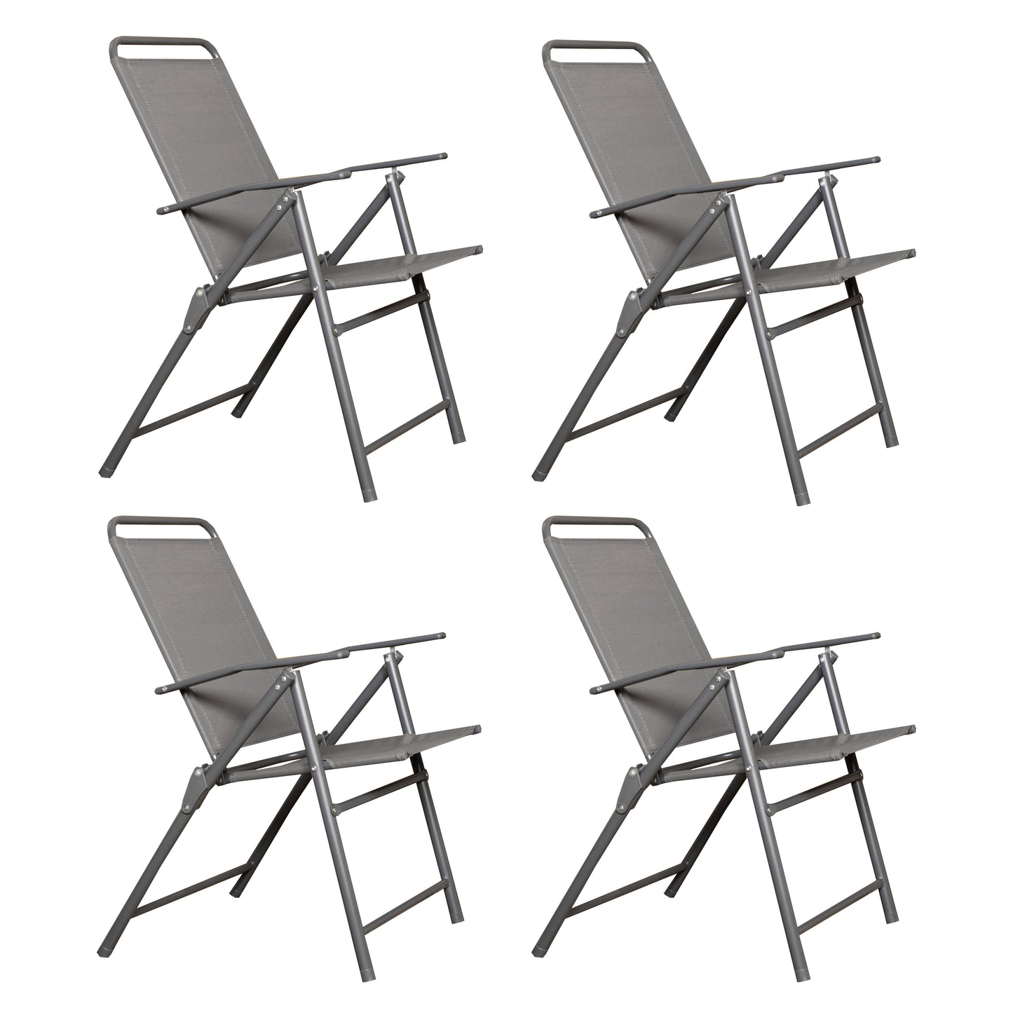 Set of 4 Outdoor Multi-Position Textoline Garden Chairs in Grey