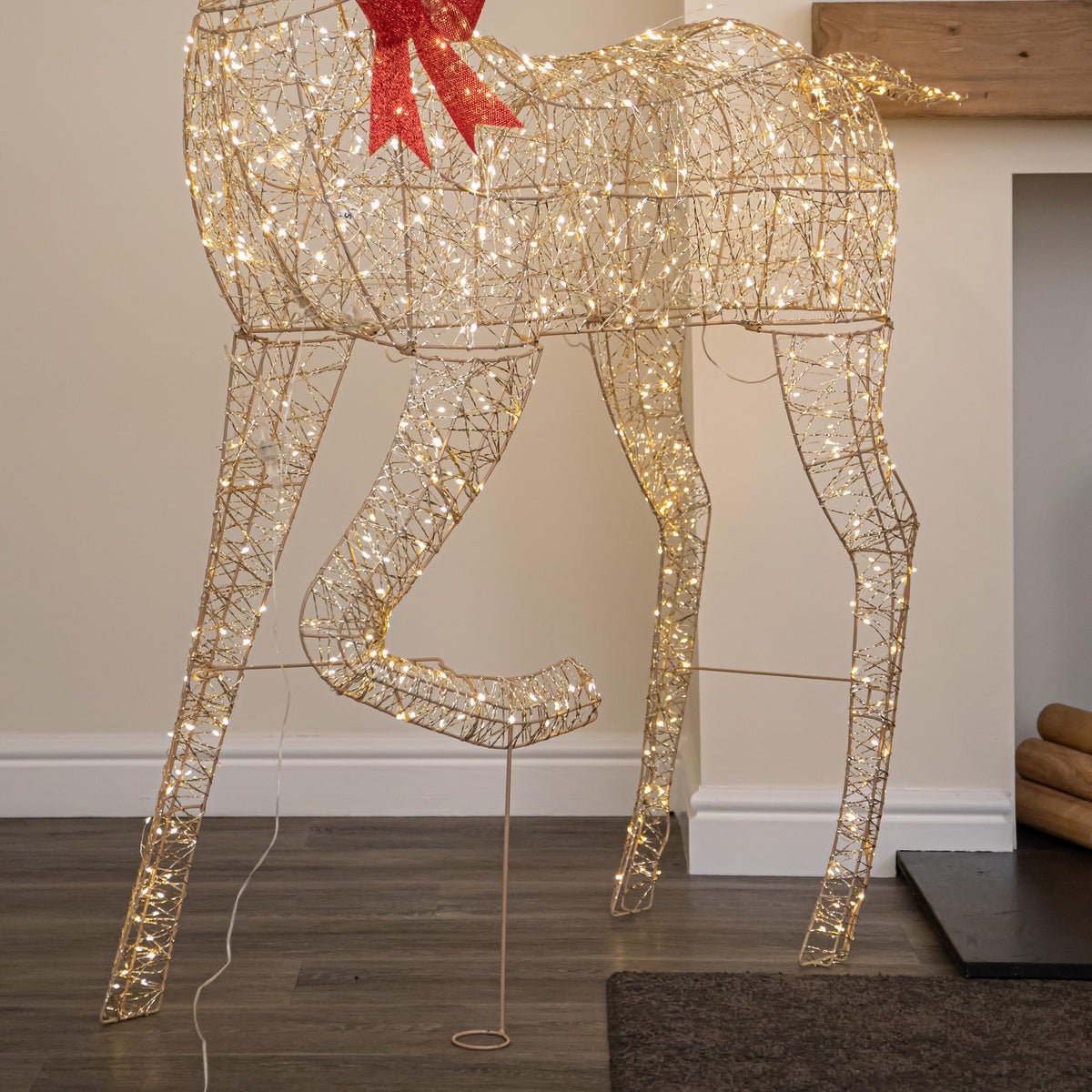 1.75m Light up Gold Twist Christmas Reindeer 880 Warm White LEDs