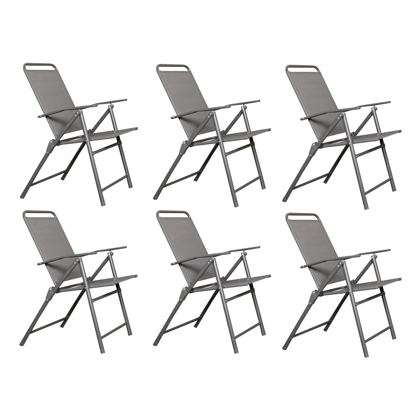Set of 6 Outdoor Multi-Position Textoline Garden Chairs in Grey