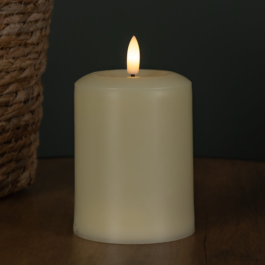 13cm Battery Operated Cream Flickering Flameless LED Pillar Candle
