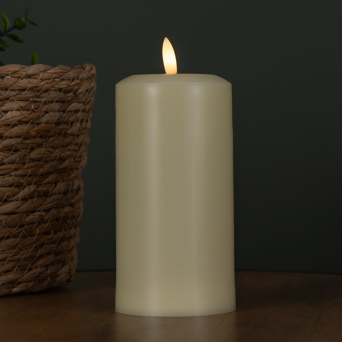 18cm Battery Operated Cream Flickering Flameless LED Pillar Candle