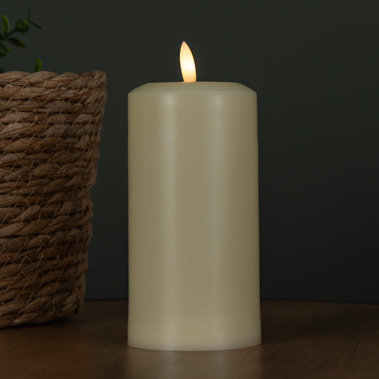 18cm Battery Operated Cream Flickering Flameless LED Pillar Candle