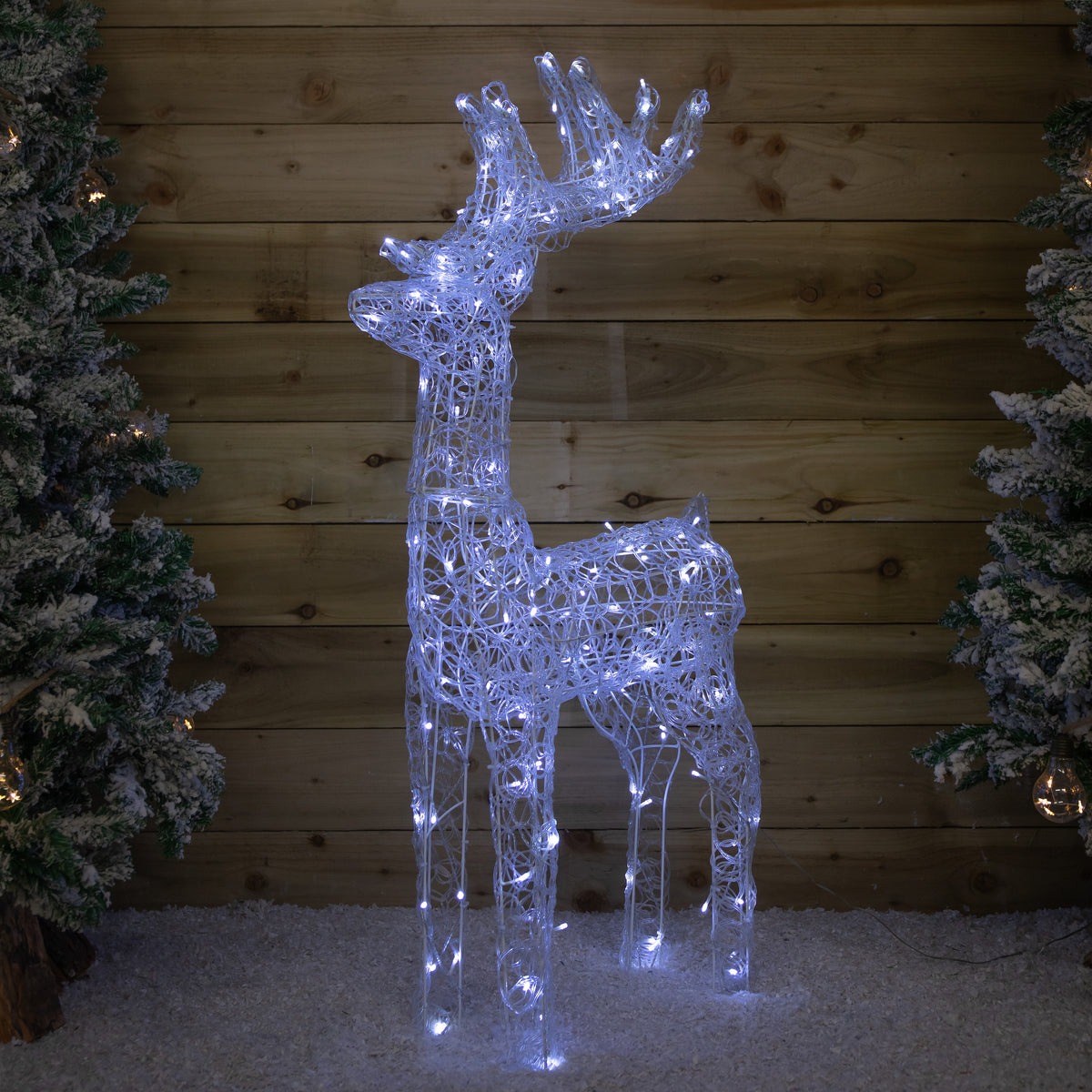 Christmas Lit Soft Acrylic Reindeer White LED Indoor Outdoor