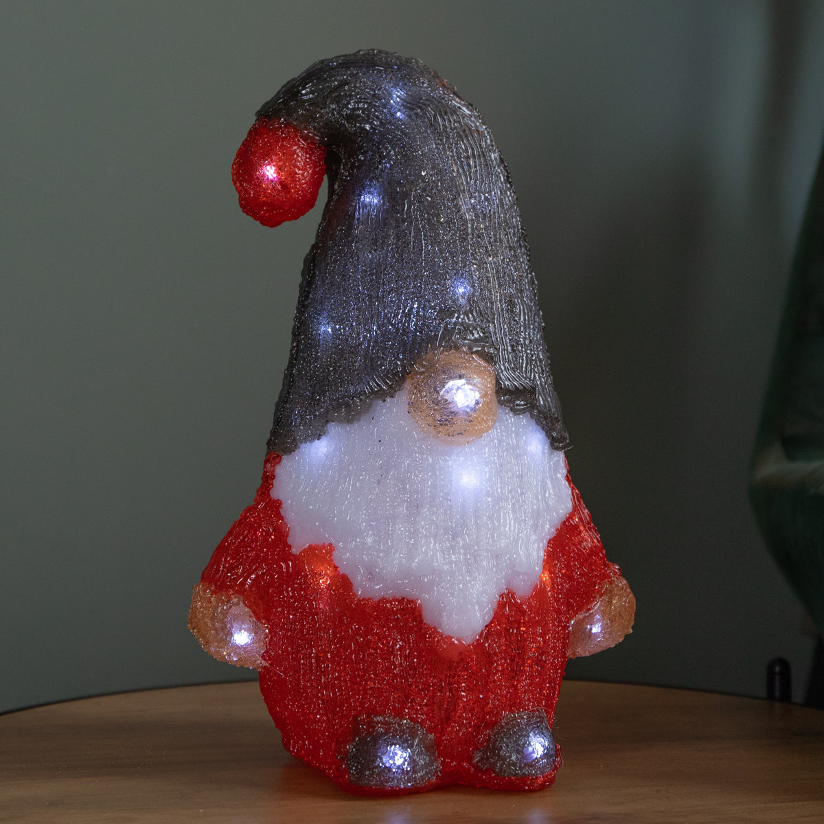 30cm Battery Operated Light up Christmas Gonk with Cool White LEDs