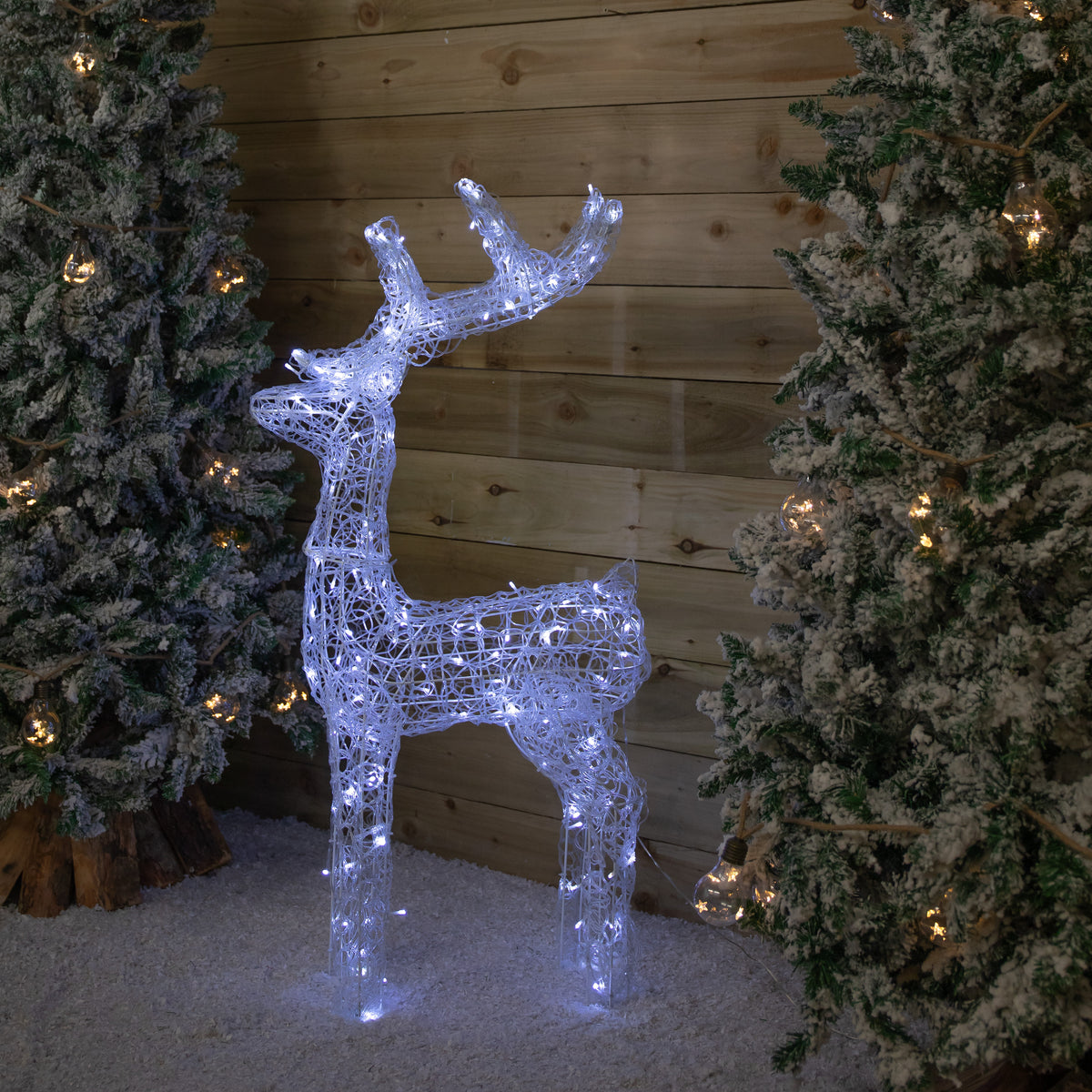 Christmas Lit Soft Acrylic Reindeer White LED Indoor Outdoor