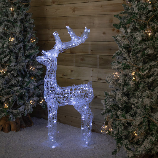 Christmas Lit Soft Acrylic Reindeer White LED Indoor Outdoor