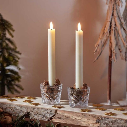25cm Set of 2 Battery Operated Cream Flameless LED Table Candles