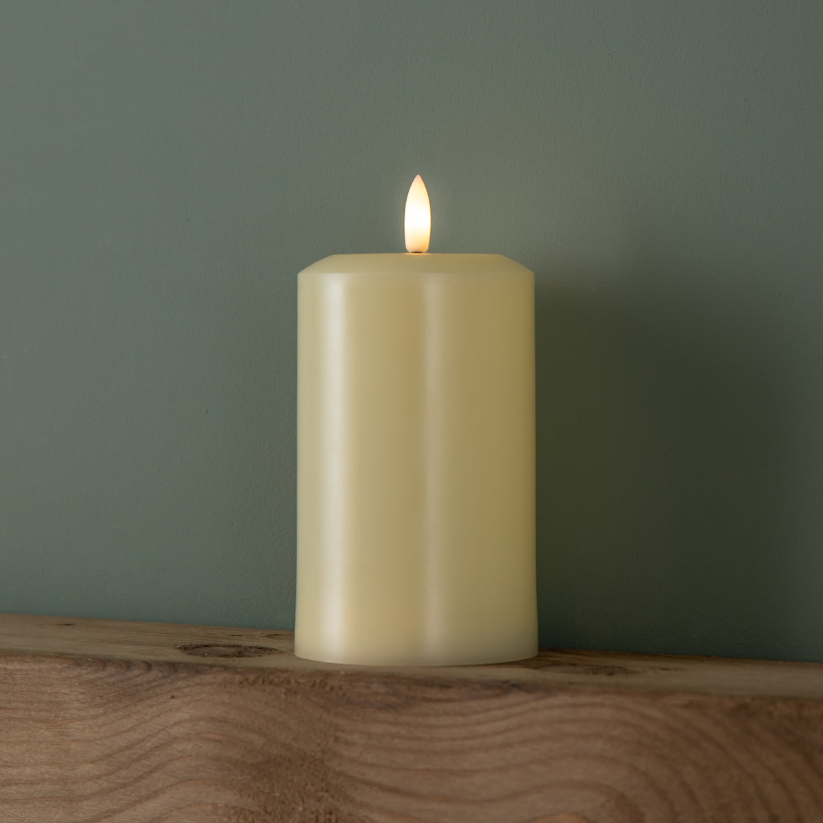 15cm Battery Operated Cream Flickering Flameless LED Pillar Candle