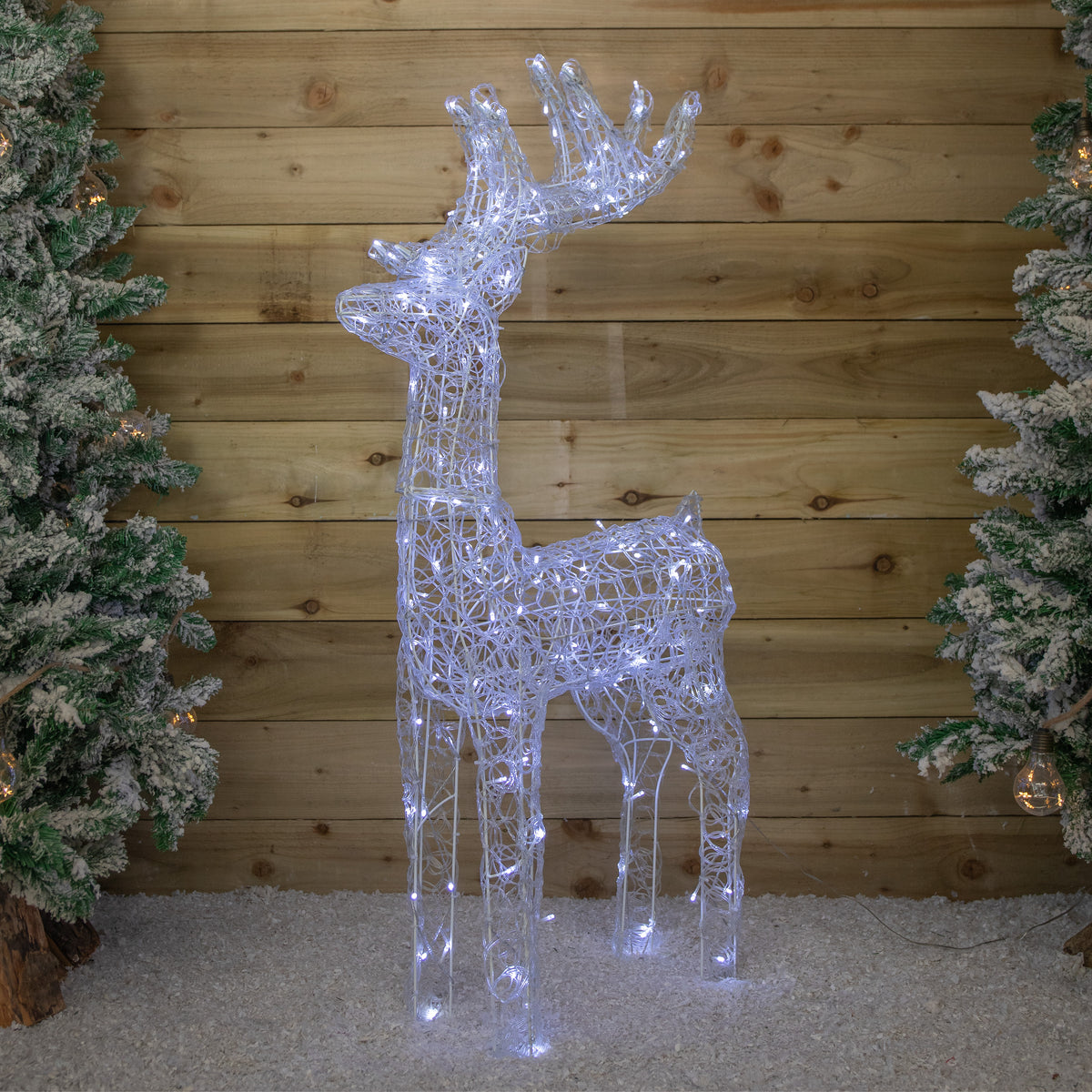 Christmas Lit Soft Acrylic Reindeer White LED Indoor Outdoor