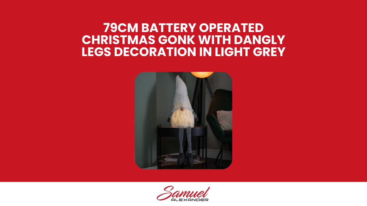 79cm Battery Operated Christmas Gonk with Dangly Legs Decoration in Dark Grey