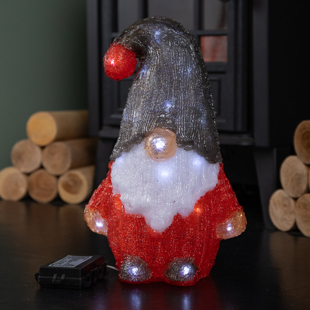 30cm Battery Operated Light up Christmas Gonk with Cool White LEDs