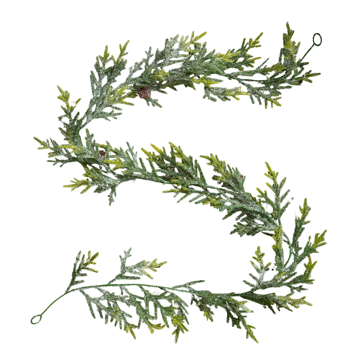 160cm Realistic Look Christmas Green Spruce Garland with Frosting and Plastic Pine Cones