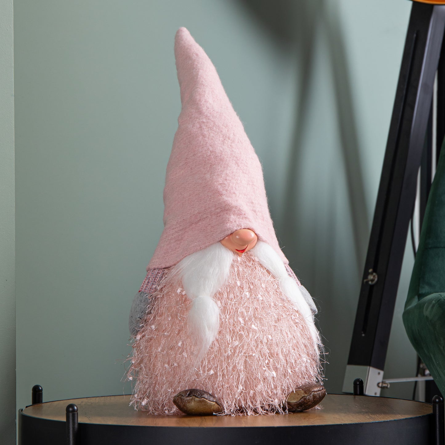 30cm Christmas Female Gonk with LED Light - Pink Hat