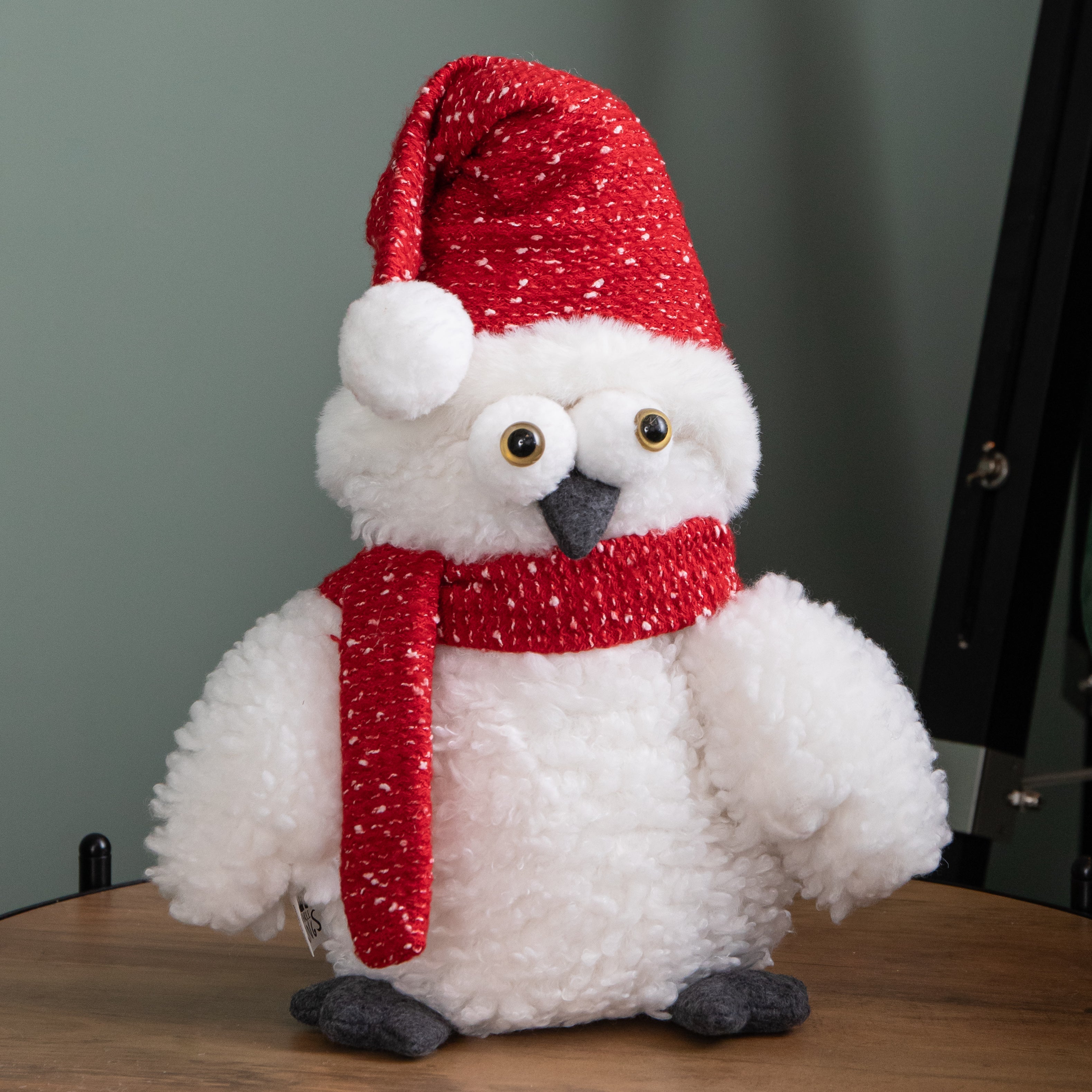 30cm Plush Christmas Goggle Owl Decoration with Santa Hat