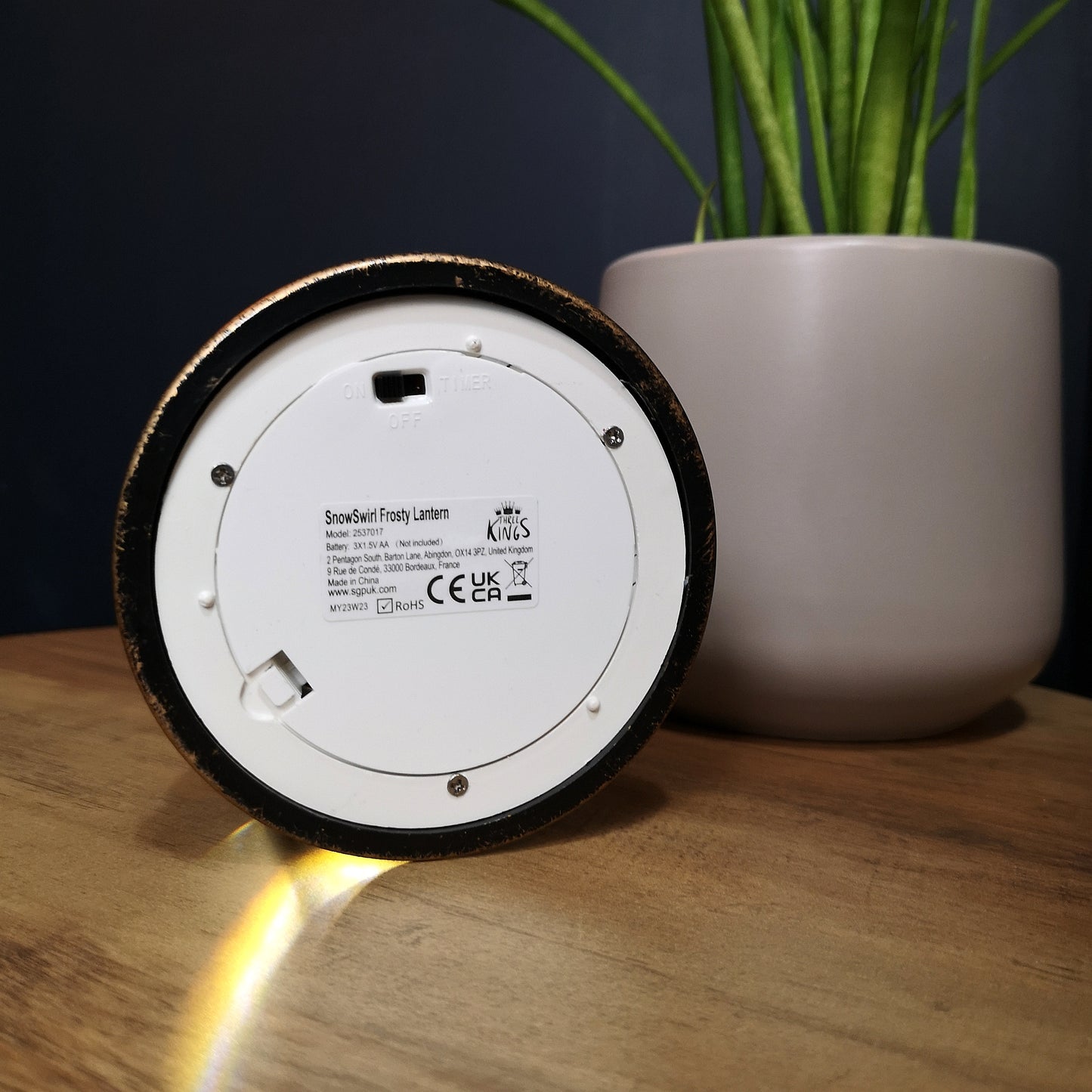 20cm LED Christmas Glitter Water Spinner Antique Lantern Snowy Snowman Scene