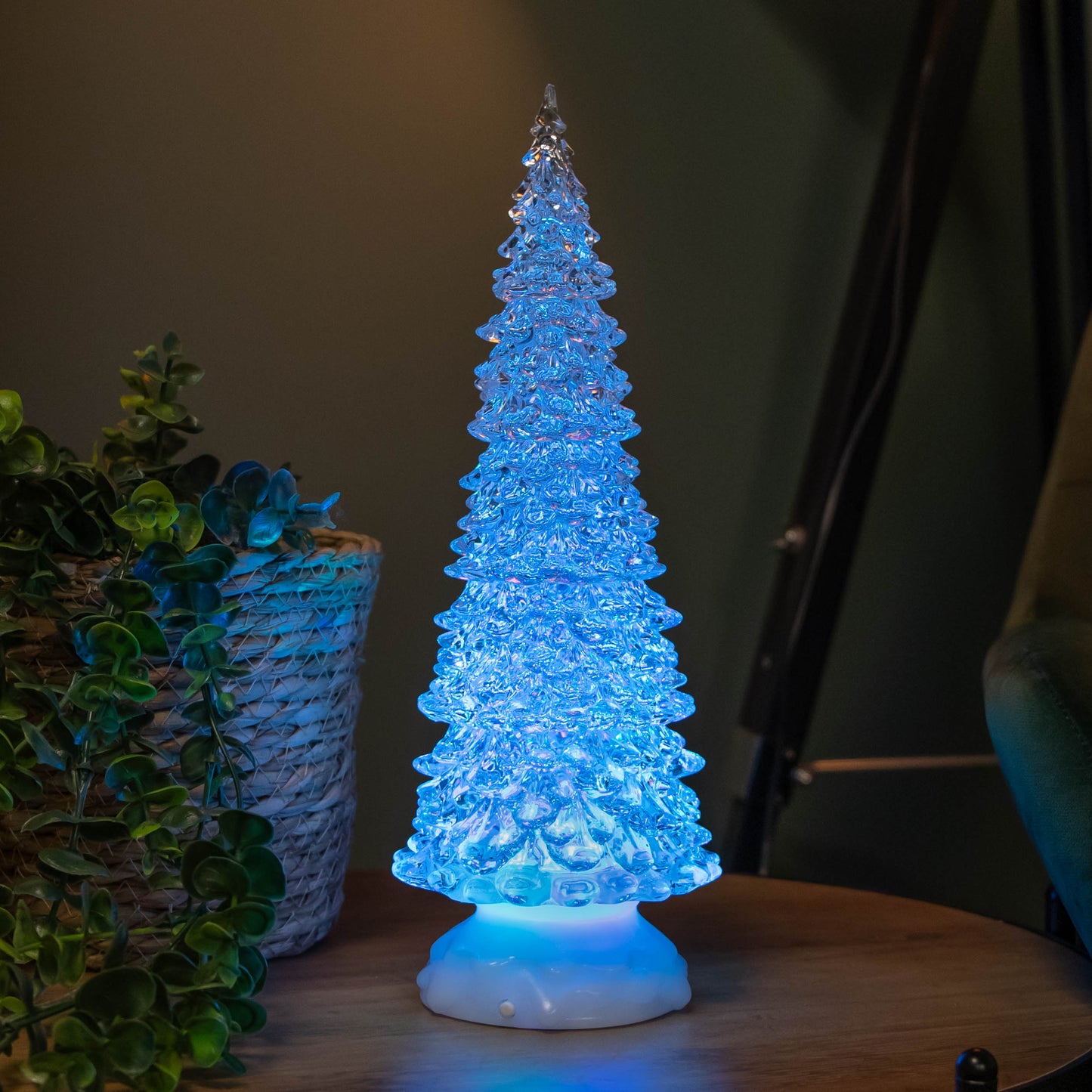 Factory Seconds: 32cm Dual Power LED Christmas Glitter Water Spinner Colour Changing Tree
