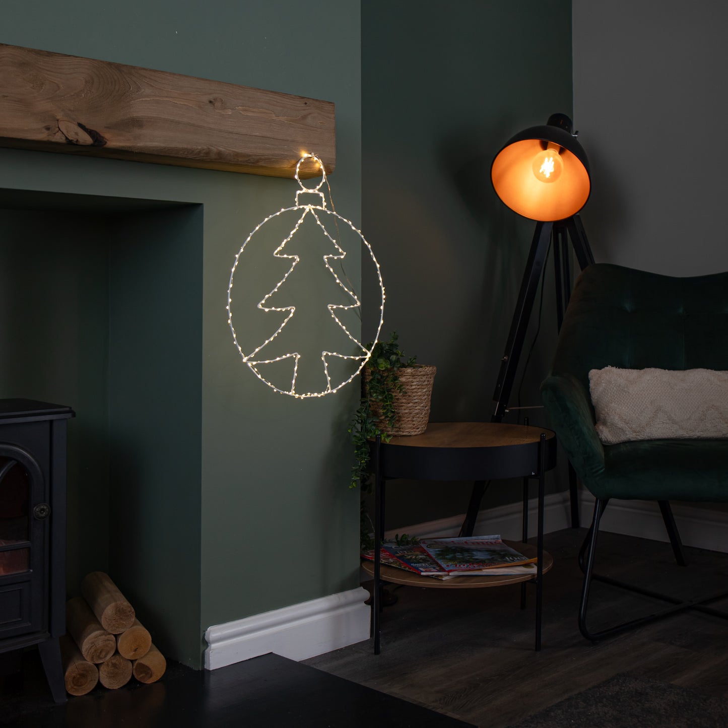 48cm x 38cm Light up Hanging Christmas Tree Bauble with 250 Warm White LEDs