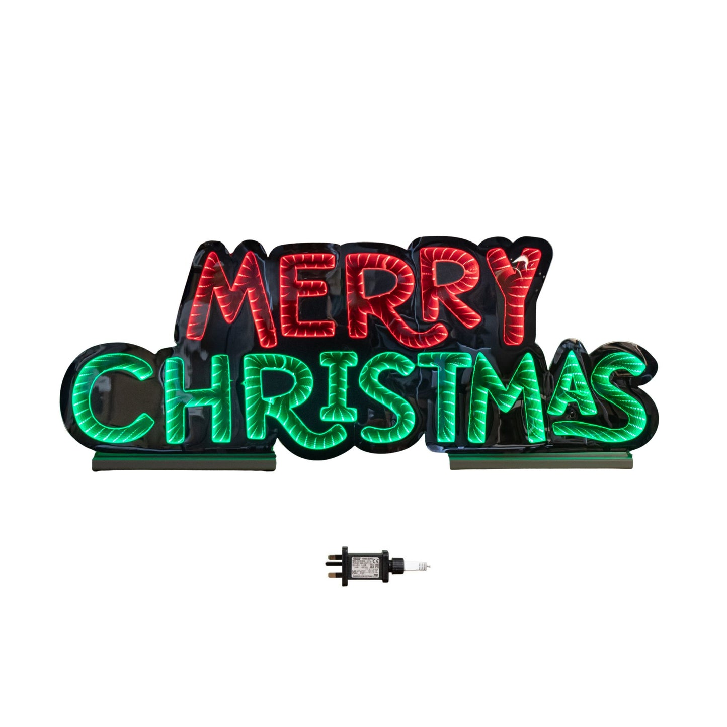 1m Light up Merry Christmas Infinity Light Decoration with Red and Green LEDs