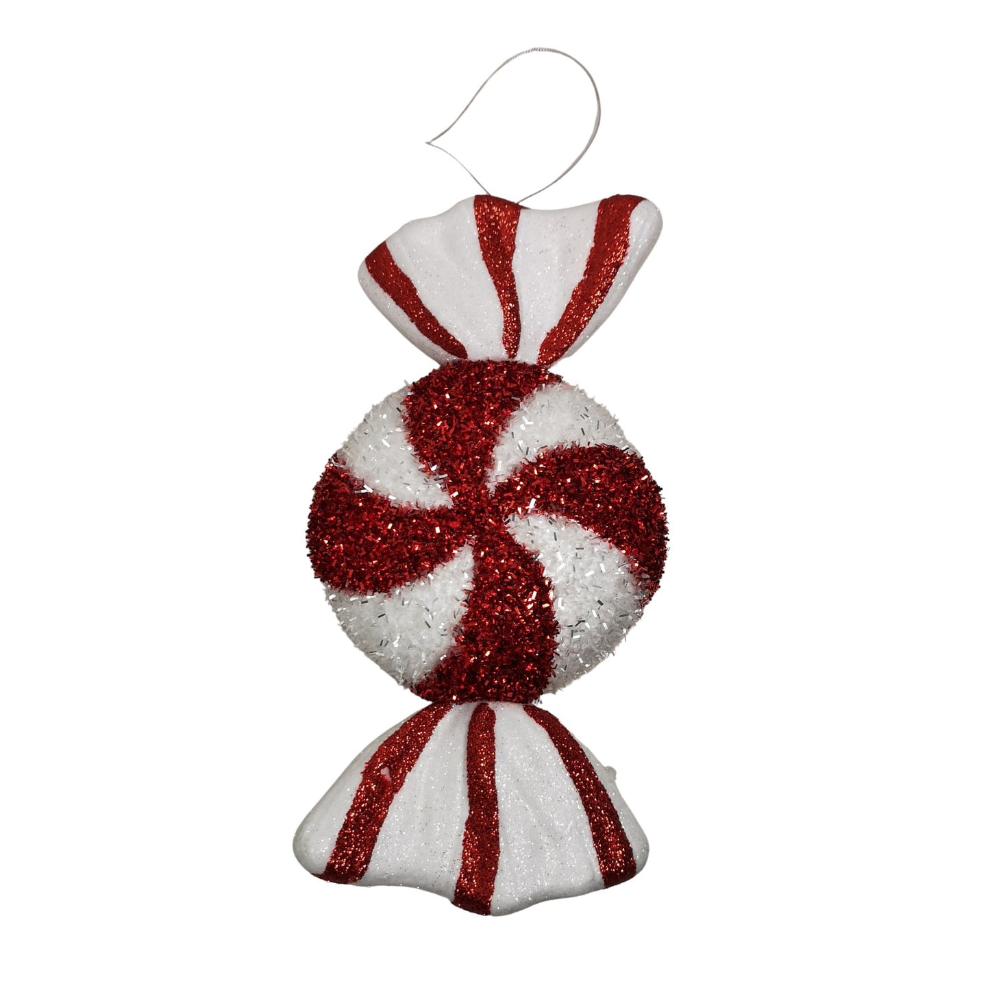 28cm Red and White Glitter Candy Stripe Sweet Hanging Christmas Decoration