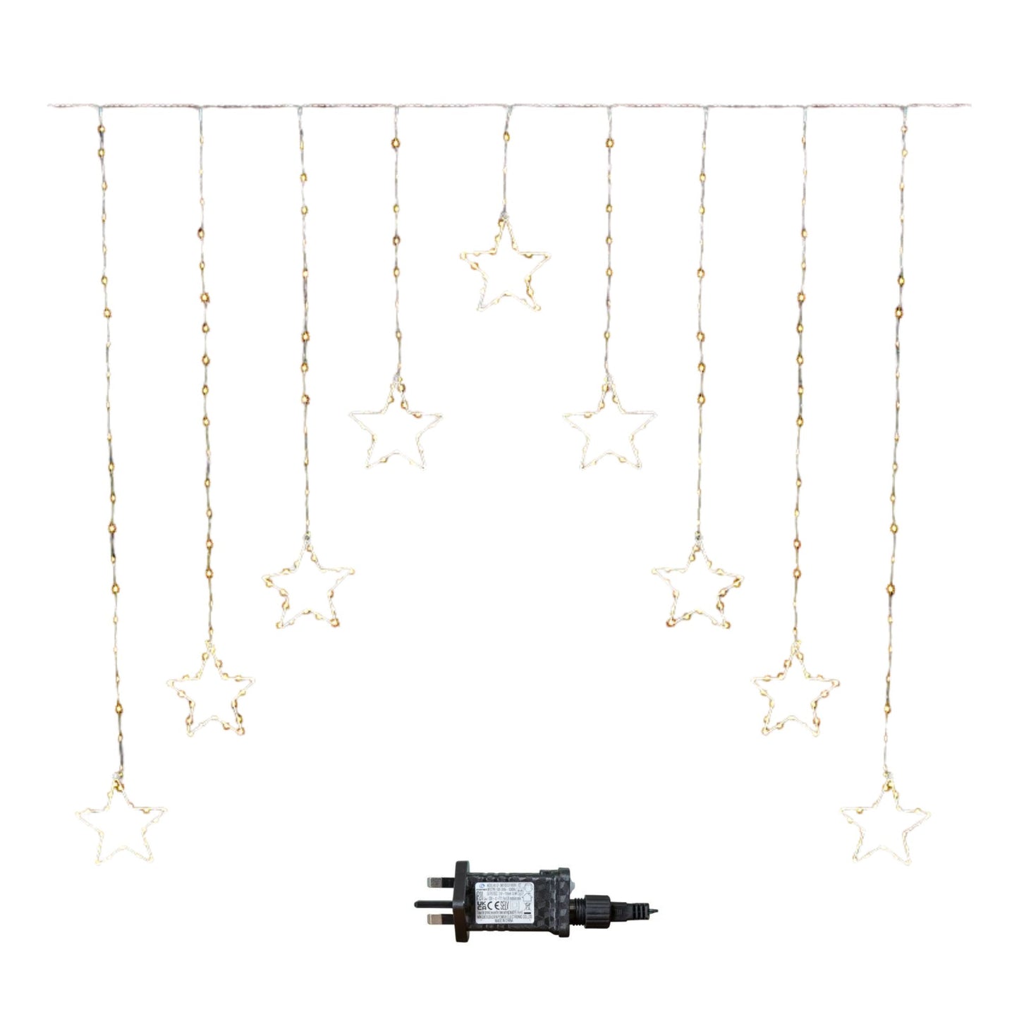 Factory Seconds: 1.2m x 1.2m Light up Star Pin Wire Christmas Curtain Lights with 303 Warm White LEDs