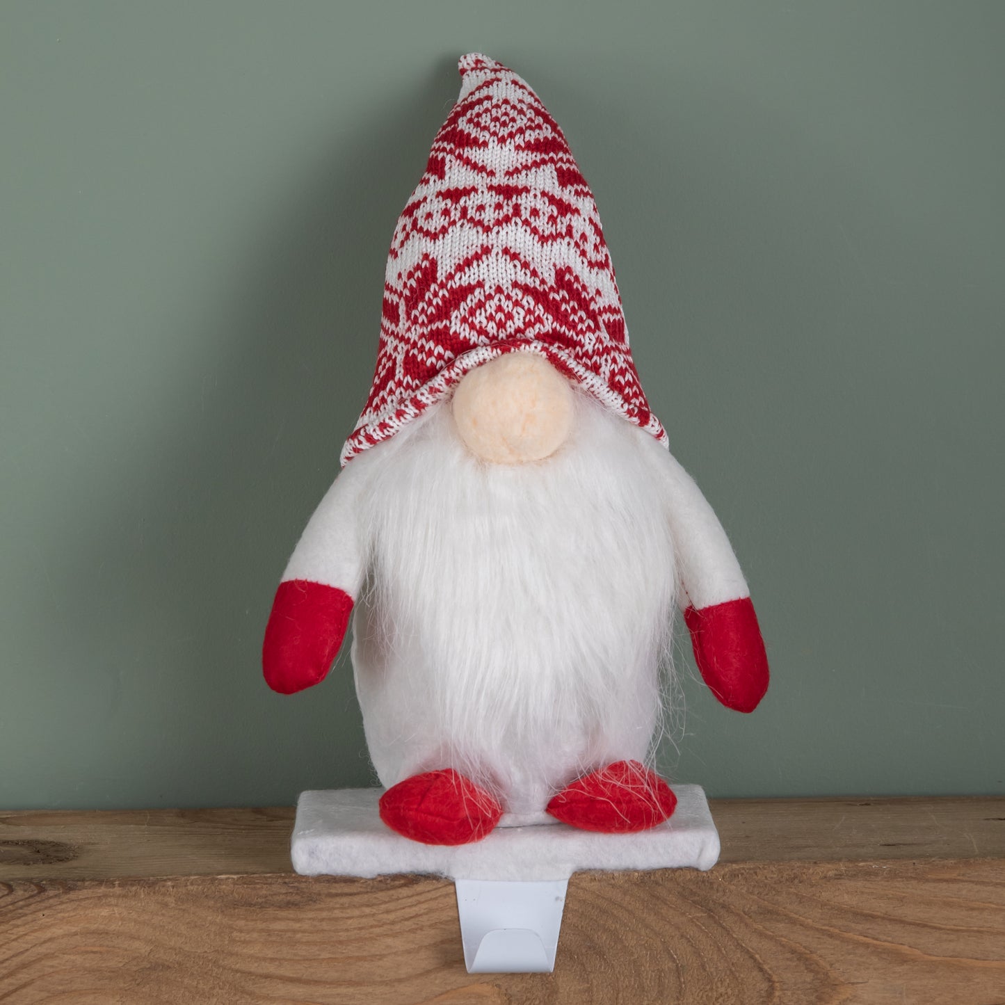 30cm Plush Gnome Gonk Christmas Stocking Holder Decoration with White Body