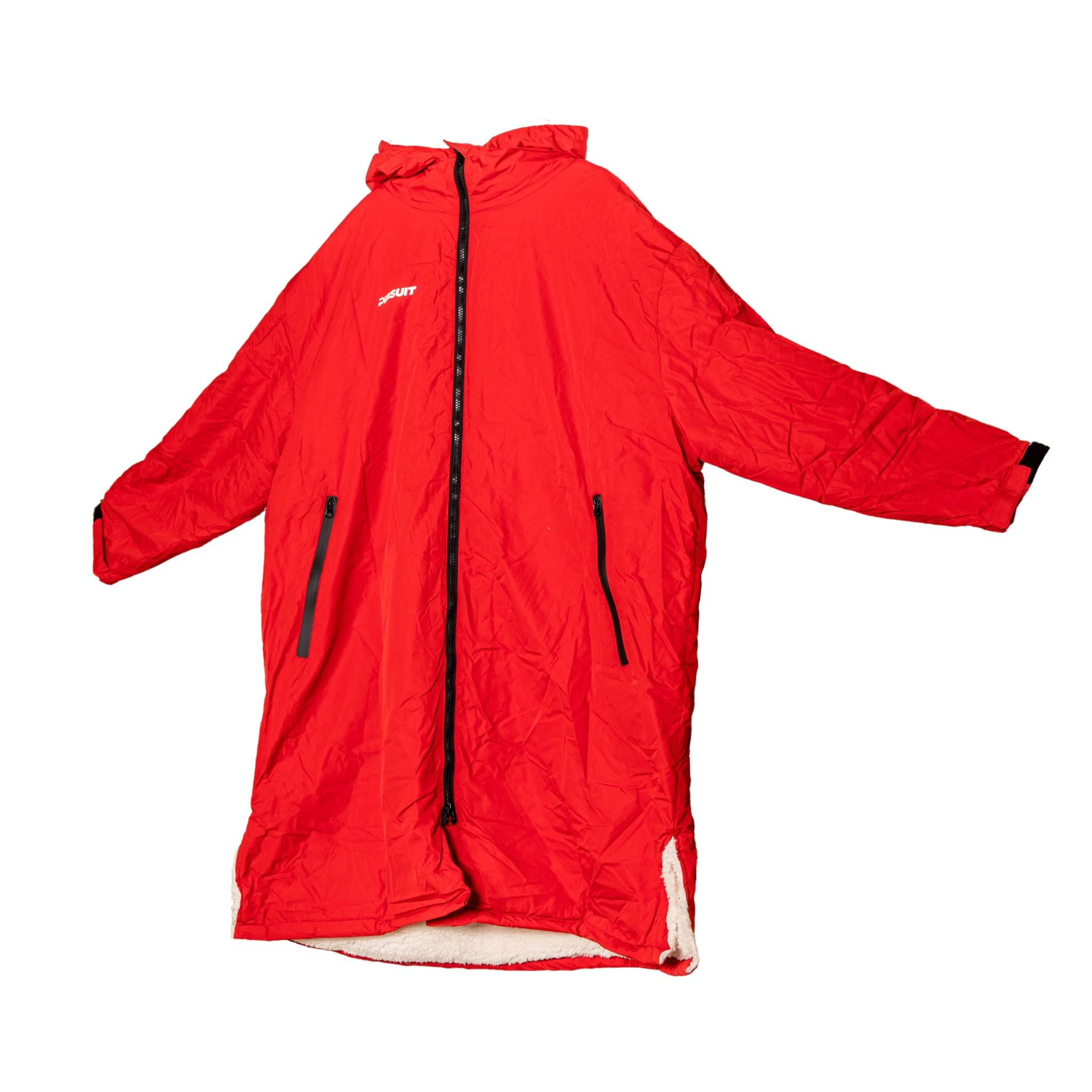 Oversized Adult Waterproof Active Dry Robe with Fleece Lining and Travel Bag in Red